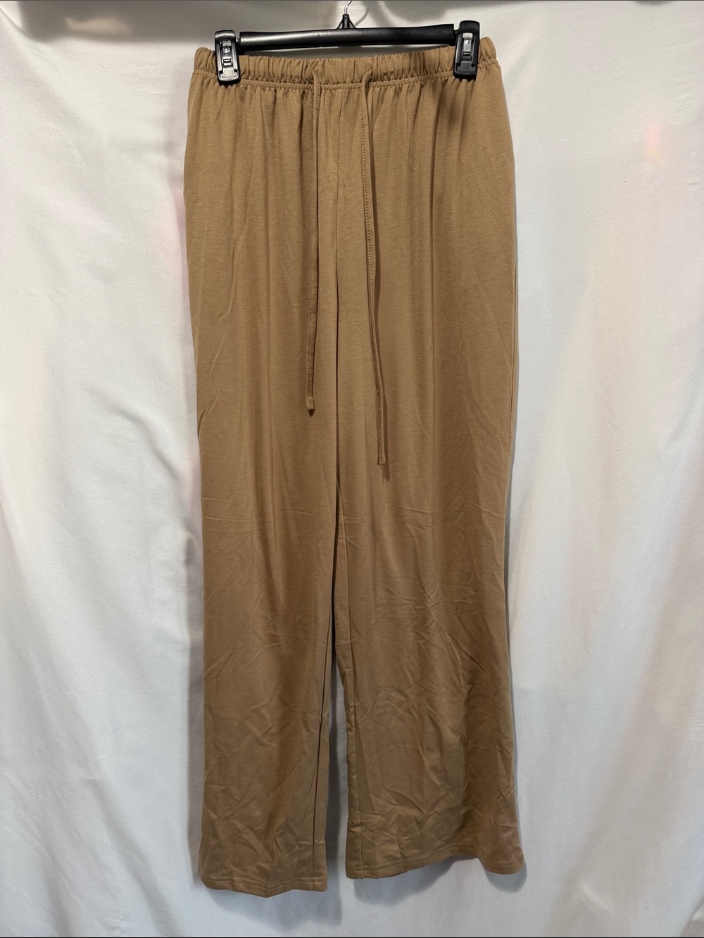 Wide-Leg Drawstring Pants in Tan — Women's Relaxed Fit